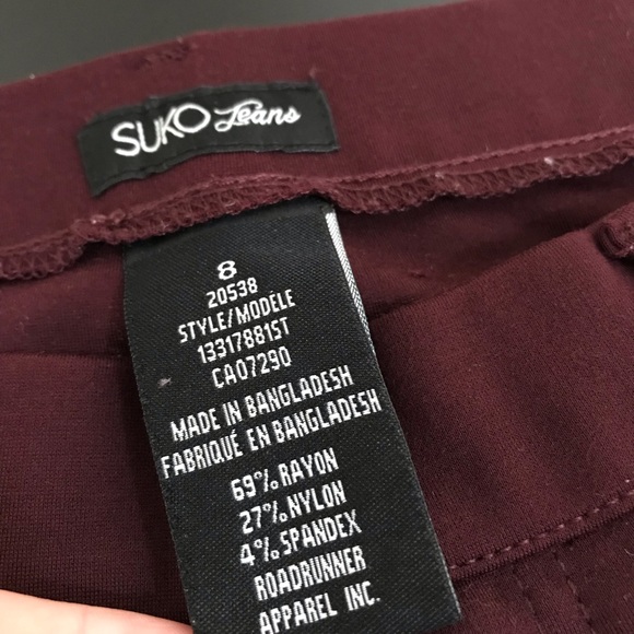 Suko Jeans Burgundy Skinny Pants Jegging - Picture 6 of 9